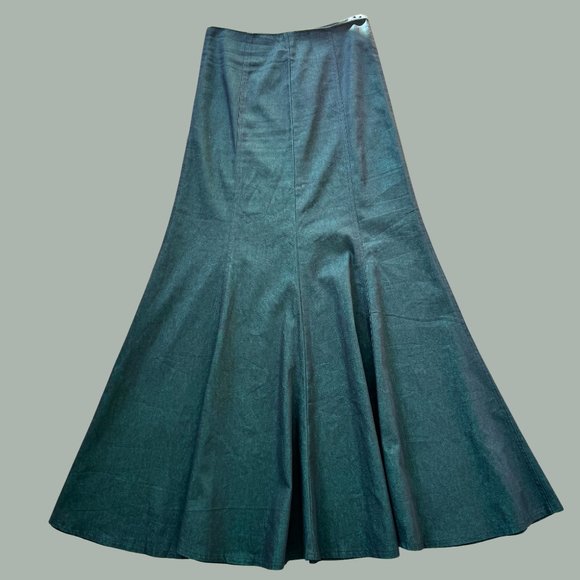 Vintage Dresses & Skirts - Green and Black Midi / Maxi Skirt | US 28 | YILIN